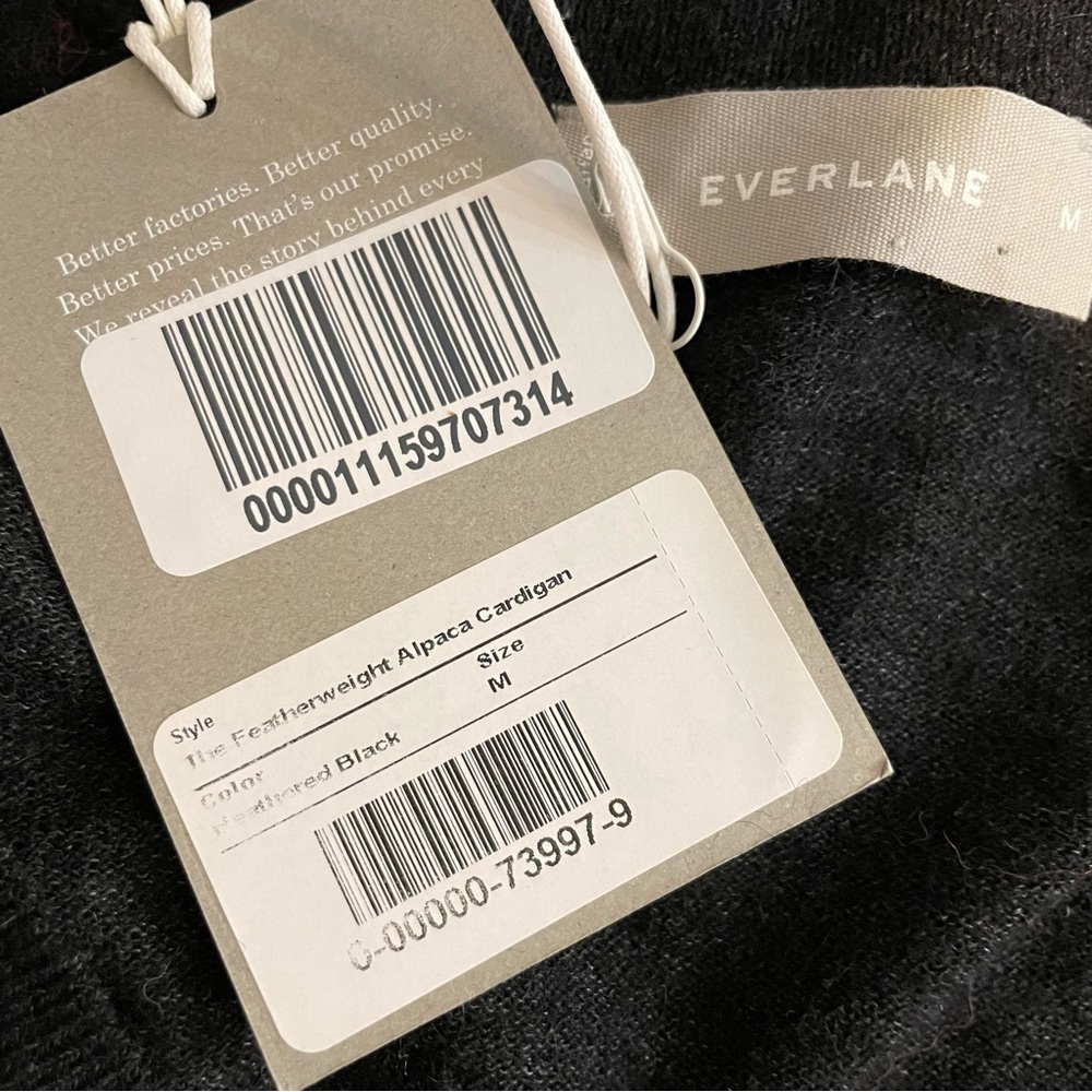 EVERLANE The Featherweight Alpaca Cardigan Heathered Black Button Up NEW - Picture 6 of 7